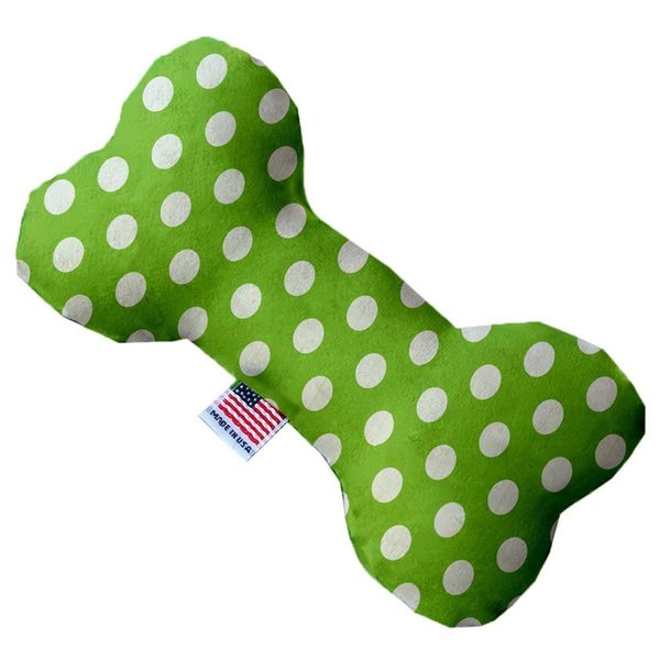 Mirage Pet Products Lime Green Swiss Dots Canvas Bone Dog Toy 8 in. 1244-CTYBN8